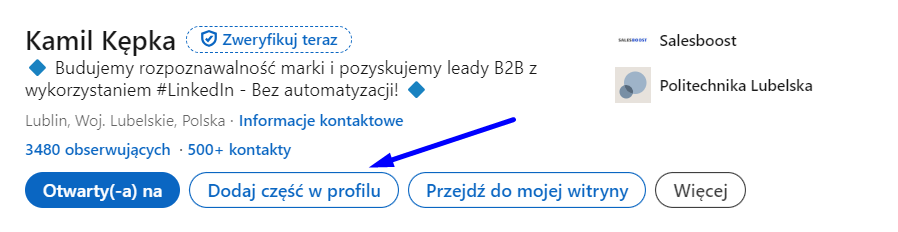 jak dodać sekcję podsumowanie / o mnie na LinkedIn