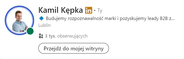 Nagłówek na LinkedIn w wyszukiwarce 