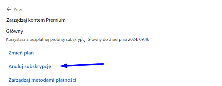 jak anulować subskrypcję premium