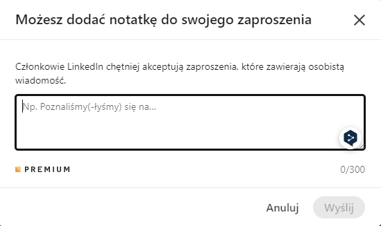 notatka w zaproszeniu na linkedin