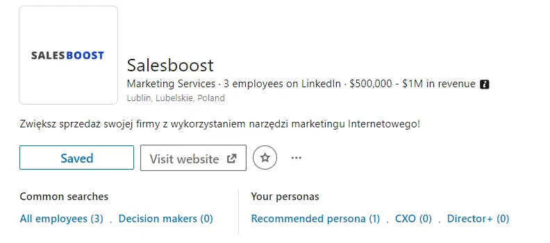 profil firmy na sales navigator