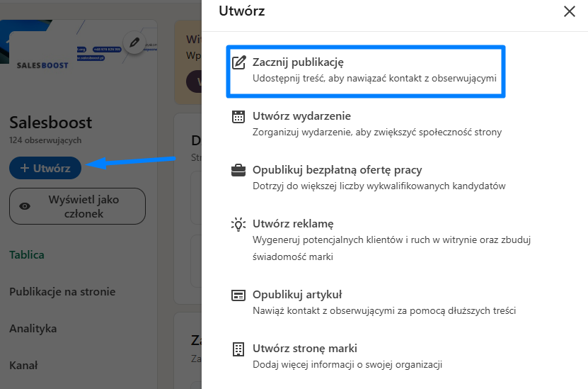 jak publikowac na profilu firmowym na linkedin